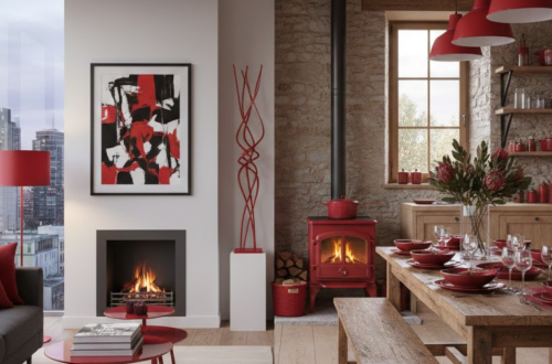 red accent color home decor